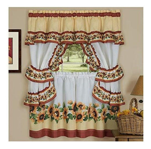 Achim Home Furnishings Black Eyed Susan Sunflower Curtain Set 0