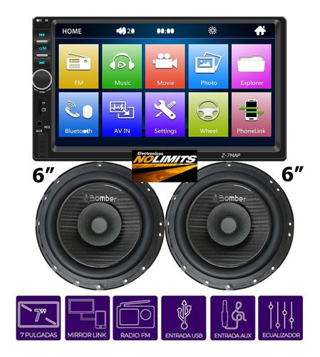 ZONIC Bluetooth Stereo Screen 7" + 6" Audi Speakers + Camera 0