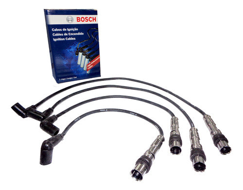 Bosch Cable Kit + 4 Spark Plugs for Volkswagen Fox 1.6 2003 2