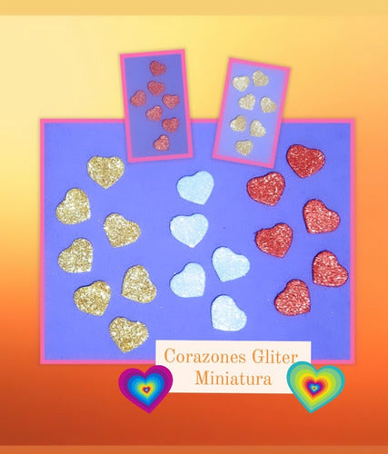 Corazones Chicos, Goma Eva Glitter Pack X 80 Unid. Evalandia 1