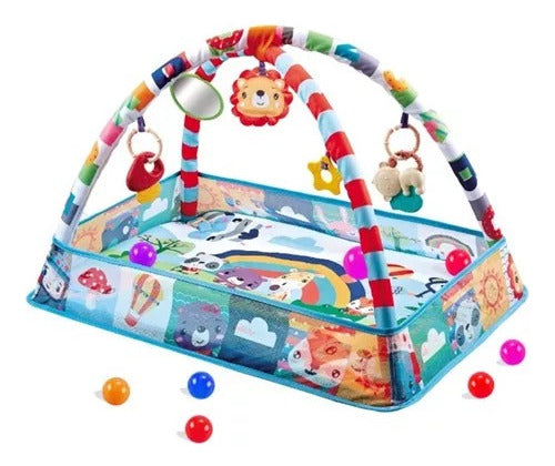 BabyMobile Interactive Baby Play Gym with Ball Pit and Balls - Gimnasio Manta Didactica Bebe Pelotero Pelotas Babymovil