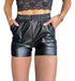 BAKMOR.OFICIAL Short Mom Engomado Mujer Simil Cuero Dama Moda Tiro Alto 0