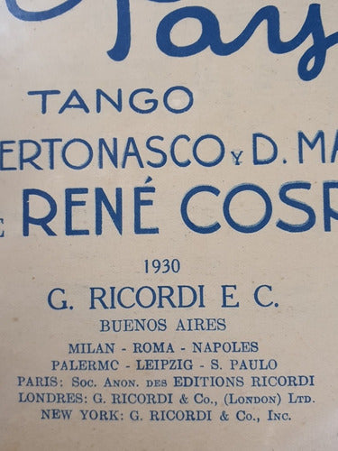 Antigua Partitura De Tango De 1930- Pobre Payaso- 1