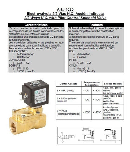 Genebre 1/2" NC Electromagnetic Valve with Coil and Connector - Art4020 1