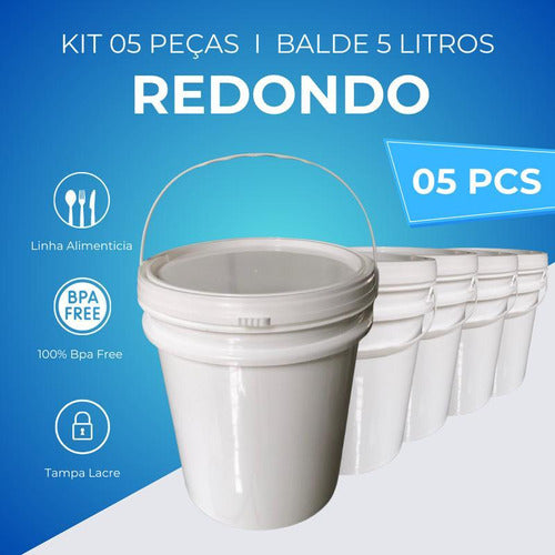 Balde 5l Para Guardar Ração De Gato 5 Pçs 1