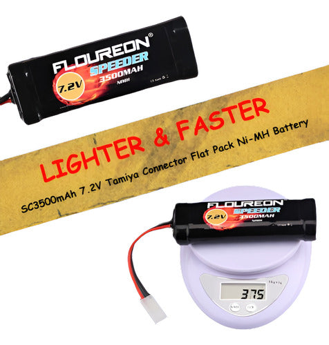 FLOUREON 2 X Hembra-Tamiya 7.2V 3500mAh Ni-MH Battery for RC Cars 0