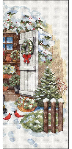 HERMES SHOP Kit De Bordado Cabaña De Nieve En Aida Blanca 30x35 Cm 2