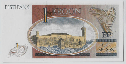 Fk Billete Estonia 1 Kroon P 69a 1992 Sin Circular 1