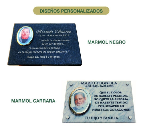 Memorial Plaque, Marble 30x15cm. For Cemetery + Photo 6x9cm 2