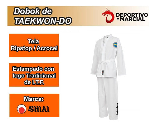 Shiai Taekwondo ITF Dobok Shiai Uniforms Sizes 0-9 Acrocel 1