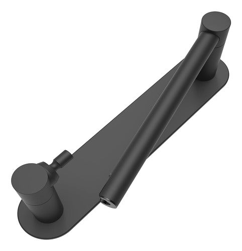 Wzrua Adhesive Toilet Paper Holder Matte Black Double Post 0