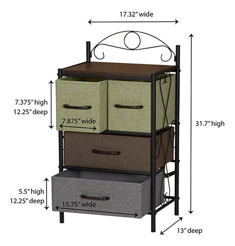 Household Essentials Victorian Side Table with 4 Drawers 6