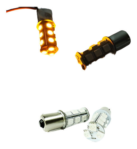 KINSTECH 2 X 1156 7506 P21W High Power Amber 18 SMD LED Front Bulbs 0