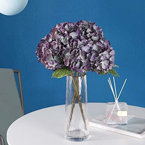 Jims Cabin Hortensias Artificiales De Seda Ramo X5 Flores - Purpura 2