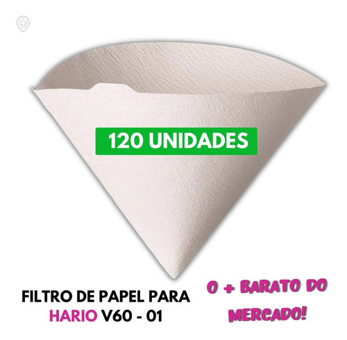 120 Filtros De Papel Para Hario V60 (01) 1