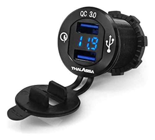 Thalassa QC 3.0 Dual USB Fast Charger Connector + Digital Voltage Display 0