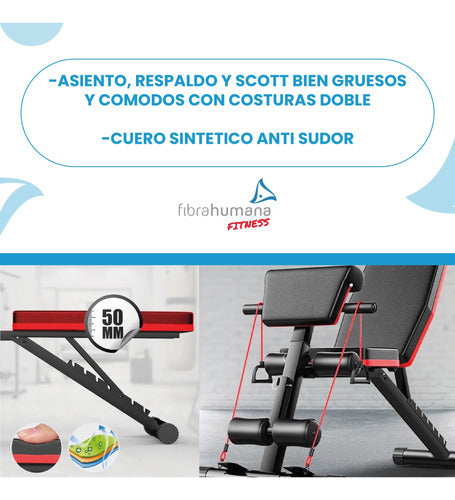 Fibrahumana Fitness Multifunction Gym Bench with Scott Support 5