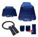 Grupo Dago Sports Aluminum Pedal Set + Tuning Floor Mats + Leather Steering Wheel Cover + Seat Belt Cover Set 16