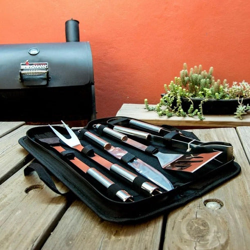 Set Asador Kit Juego Parrillero Acero Inox Con Estuche 3