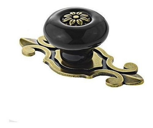 Vintage Ceramic Knobs And Pulls 12 Pack Black And Gold 2