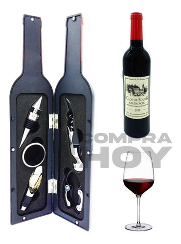 CompraHoy Set Vino 5 Accesorios, Forma De Botella, Ideal Regalo, 12362 1