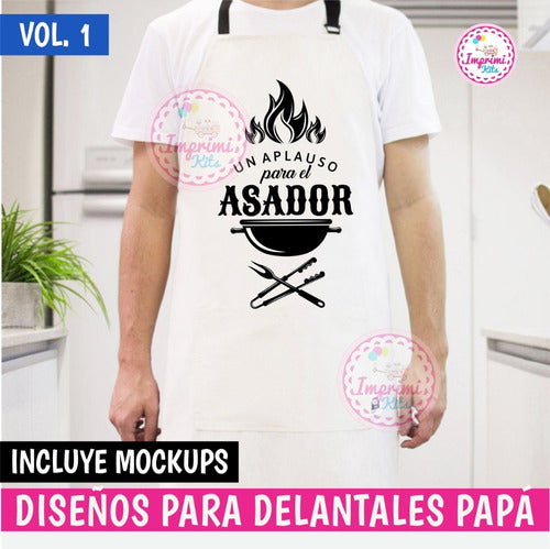 30 Plantillas Sublimar Delantales Dia Del Padre Papá Asador 1