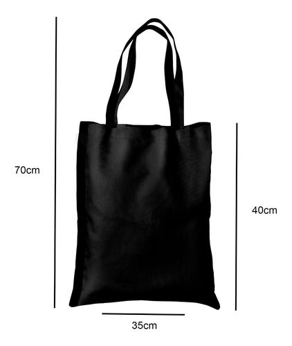 Handmade Embroidered Canvas Tote Bag with Internal Pocket - Black 1