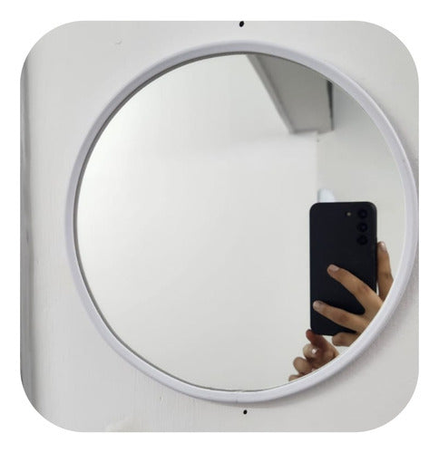 Round LED Light Mirror with PVC Frame 80cm 24