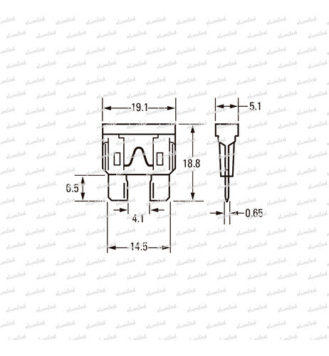 ELUMILED Fusible Ficha Plana Tipo Automotor 25A (transp) 19mm 1