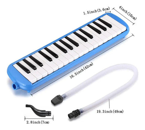 Lincoln Winds Melodica 32 Keys with Carry Case and Mouthpiece in Blue 1