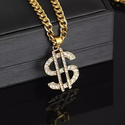 Burdah Golden Hip Hop Dollar Necklace with Strass – Elegant Rap Trap Inspired Design 2