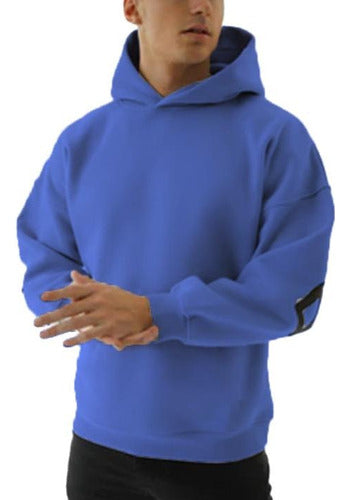 Men's Oversized Blue Hoodie Sweater - Friza Material 1