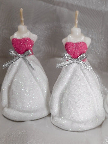 Set of 15 Handcrafted Glitter Finish Dress Candles for 15-Year-Old Ceremony 16