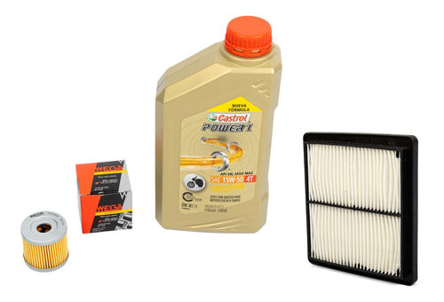 Castrol Kit Service Filtros + Power1 15w50 Suzuki Gixxer 150 0