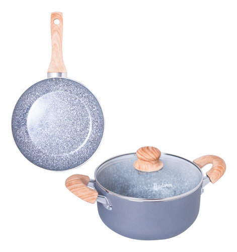 Hudson Granite Casserole + Frying Pan Set 24 Cm 0