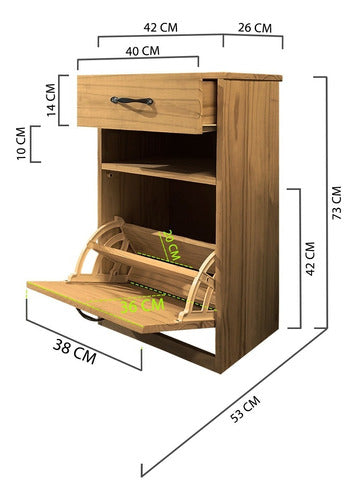 Sajo Combo 2 Modern Pine Nightstands with Drawer for Shoes 5