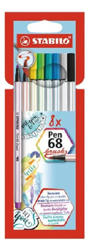 Stabilo 68 Brush Pen Markers X8 0