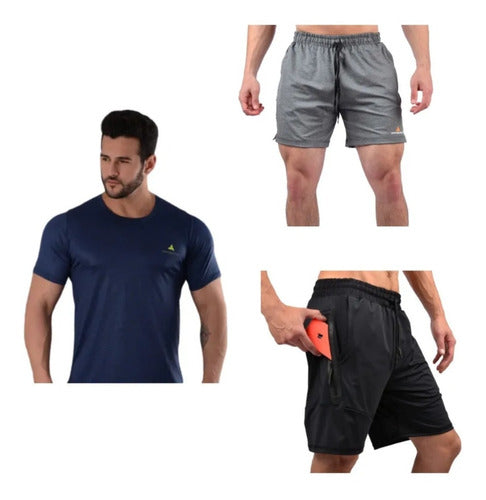 Men's Summer Set: T-Shirt + Bermuda + Shorts with Pockets - 6 Installments 0