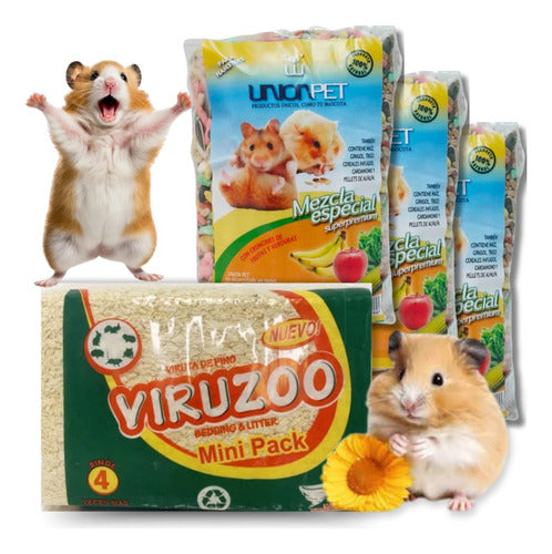 Viruzoo Mini Pine Bedding for Hamsters, Guinea Pigs, Rabbits, Hedgehogs - 1.2L 0