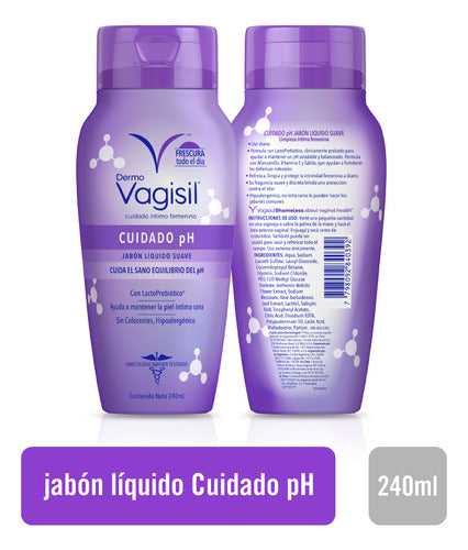 Kit X 2u Jabón Líquido Dermo Vagisil Cuidado Ph 240ml 2