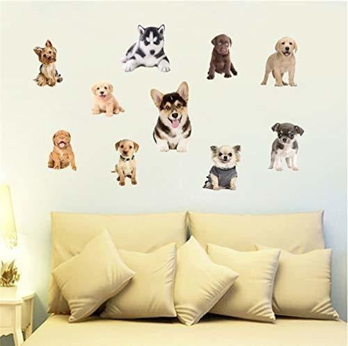 Yineco 3d Perro Etiqueta De La Pared 17 Piezas Pegatinas Par 4