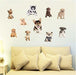 Yineco 3d Perro Etiqueta De La Pared 17 Piezas Pegatinas Par 4