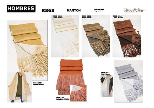 Nuevas Historias Reversible Scarf for Men with Long Fringes R868 Father's Day 2