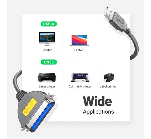 3 Pies Usb 2.0 A Paralelo Ieee 1284 Impresora 36 Pines Adapt 2