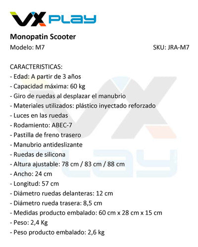 GARDENTOYS Monopatín M7 Con Luces 4 Ruedas Desmontable Hasta 60 Kg 1