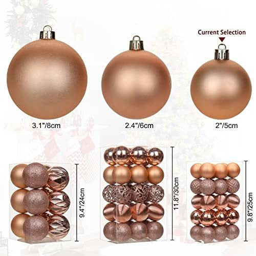 Christmas Kit Mixed Texture Balls 5cm Pack of 30 Rose Gold 2