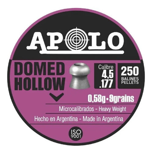 Apolo Domed Hollow Caliber 4.5 9gr Pellets Tin X250 0