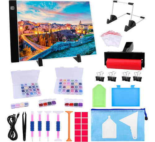 Artdot Kit Diamond Painting Luz Led A4 + Atril Super Completo 0