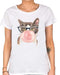 Women's Hipster Cat Bubblegum Pink T-Shirt 0