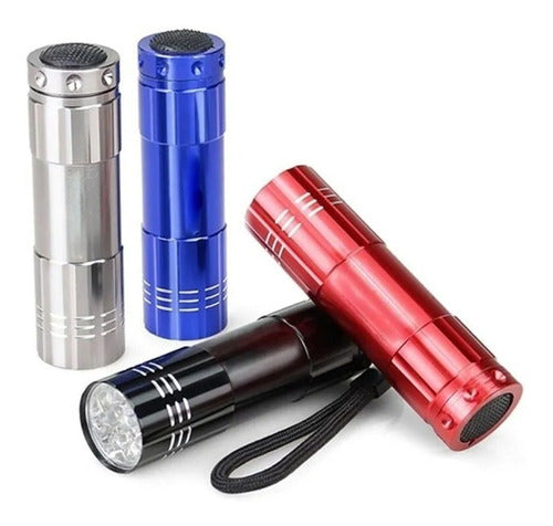 Pack of 10 Aluminum Metal Flashlights with 9 LEDs Battery Operated 4